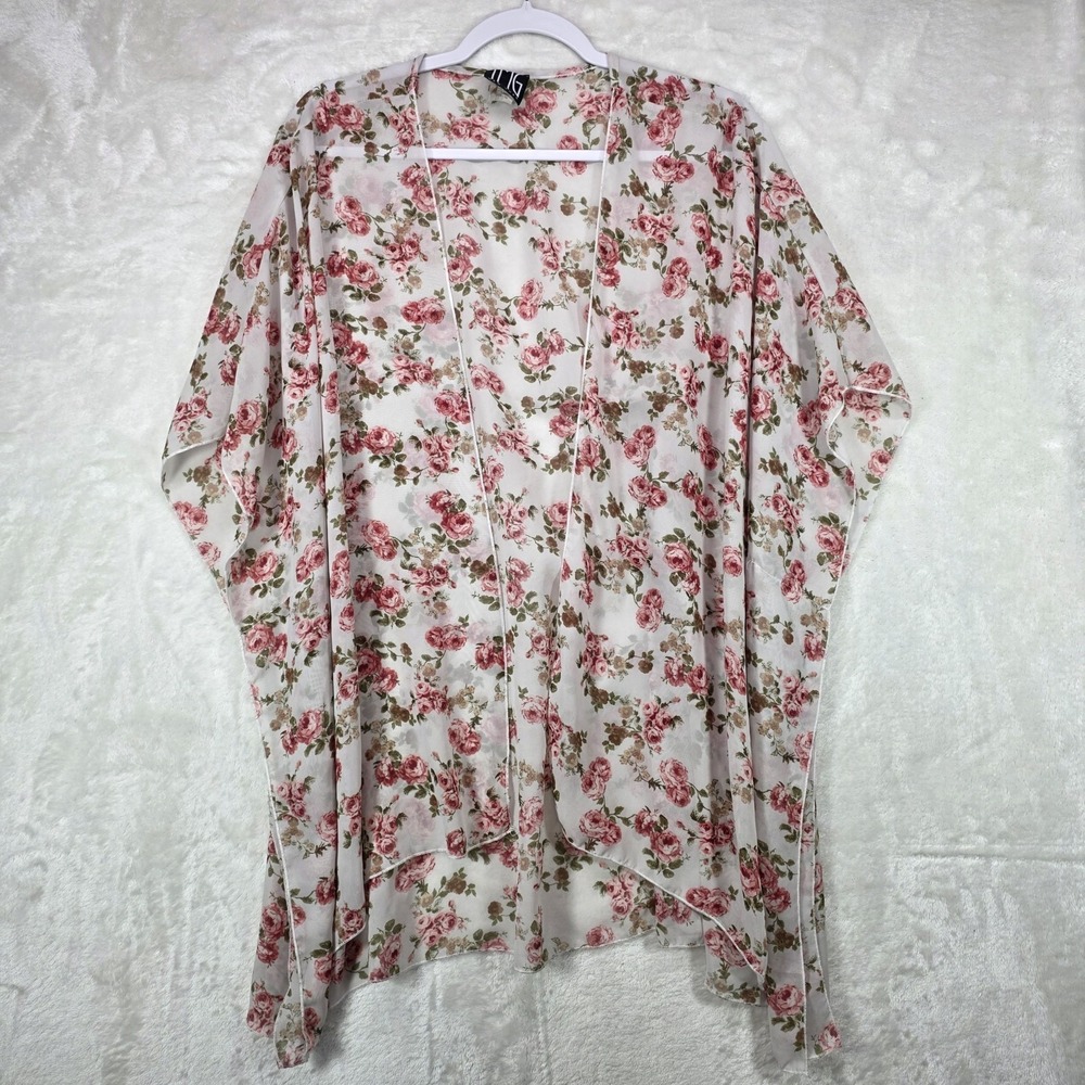 TMG New York Sheer Floral Kimono Top Women's XXL‎ Cover Up Boho